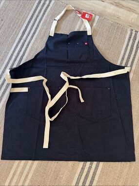 NWT HEDLEY & BENNETT Canvas Essential Apron with Beige Straps - Cape Cod Blue